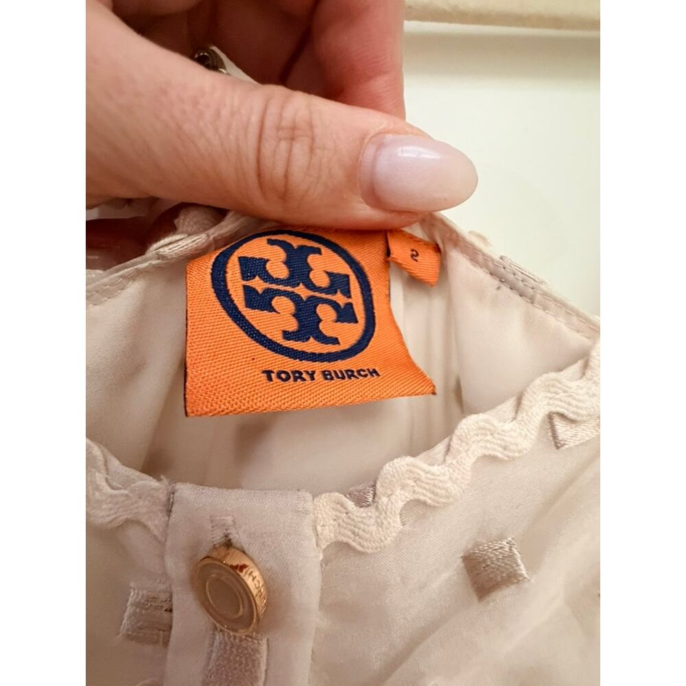 Tory Burch Cream and Beige Midi 100% Silk Sundress - US 2 - Picture 3 of 9